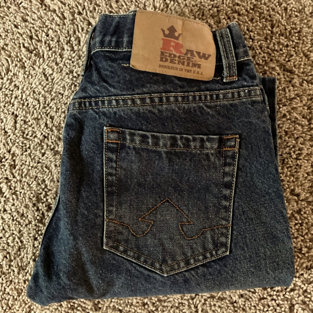 Raw Edge Denim, Regular Fit Straight Jeans, Boys Sz 16